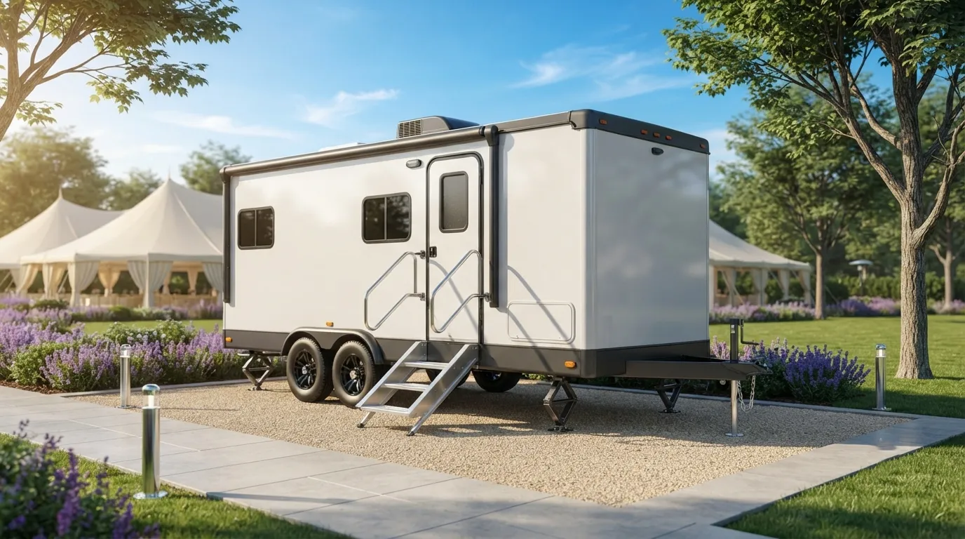 Portable restroom units ready for delivery in Little Rock, AR